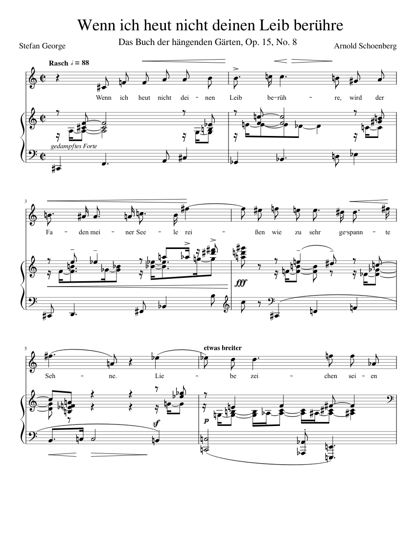Schoenberg Das Buch der Hangenden Garten 8 Sheet music for Oboe (Piano