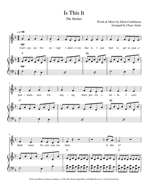 Is This It (Arr. Chase Adam) - The Strokes (Piano Vocal)