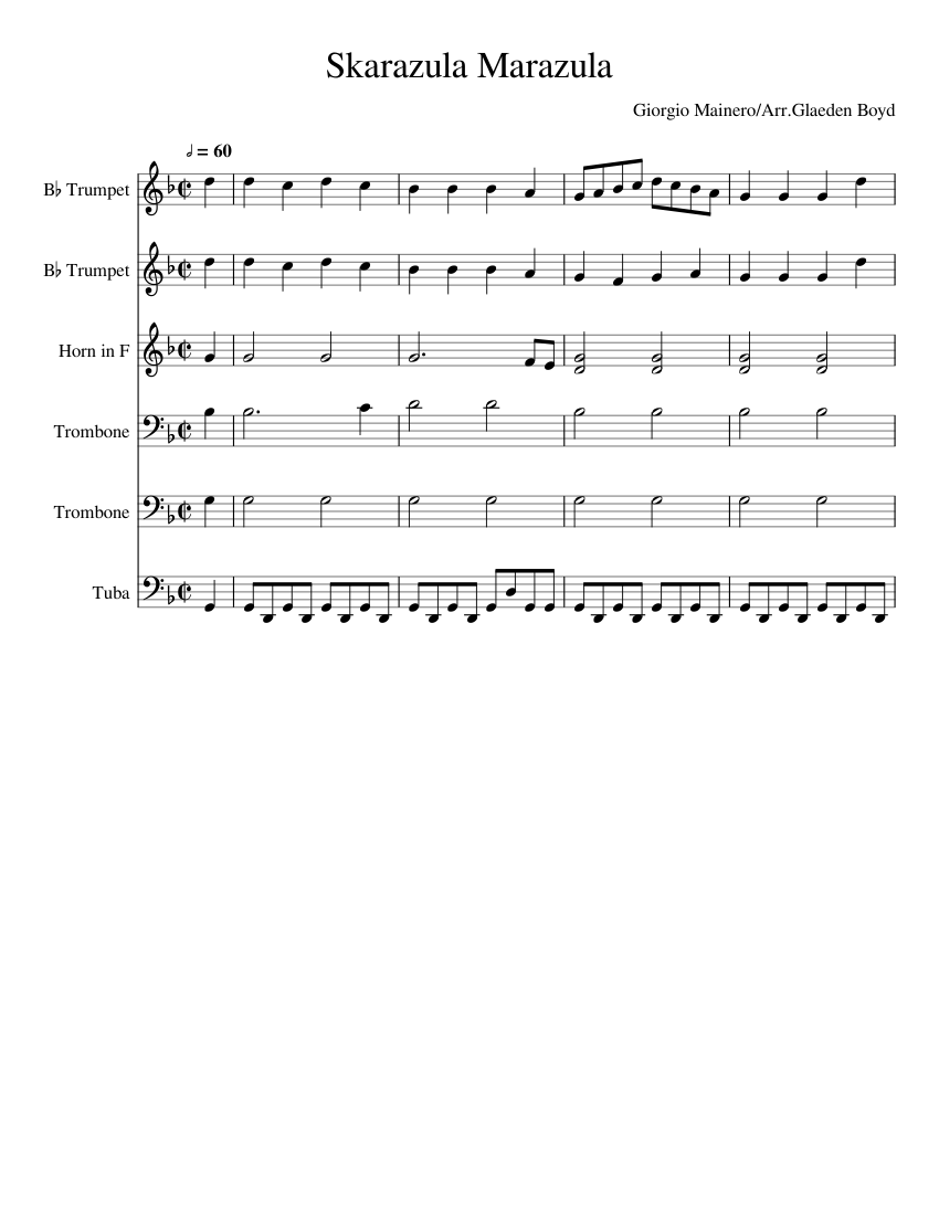 Skarazula Marazula Sheet music for Trombone, Tuba, Trumpet other (Mixed