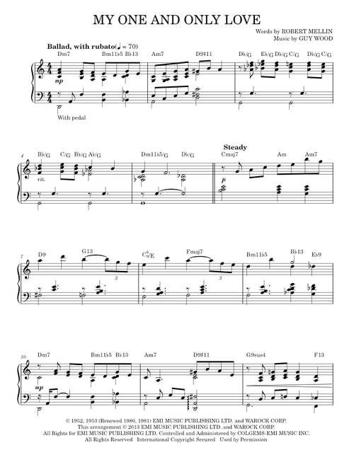 My One And Only Love (arr. Brent Edstrom) - Robert Mellin (Piano Solo)