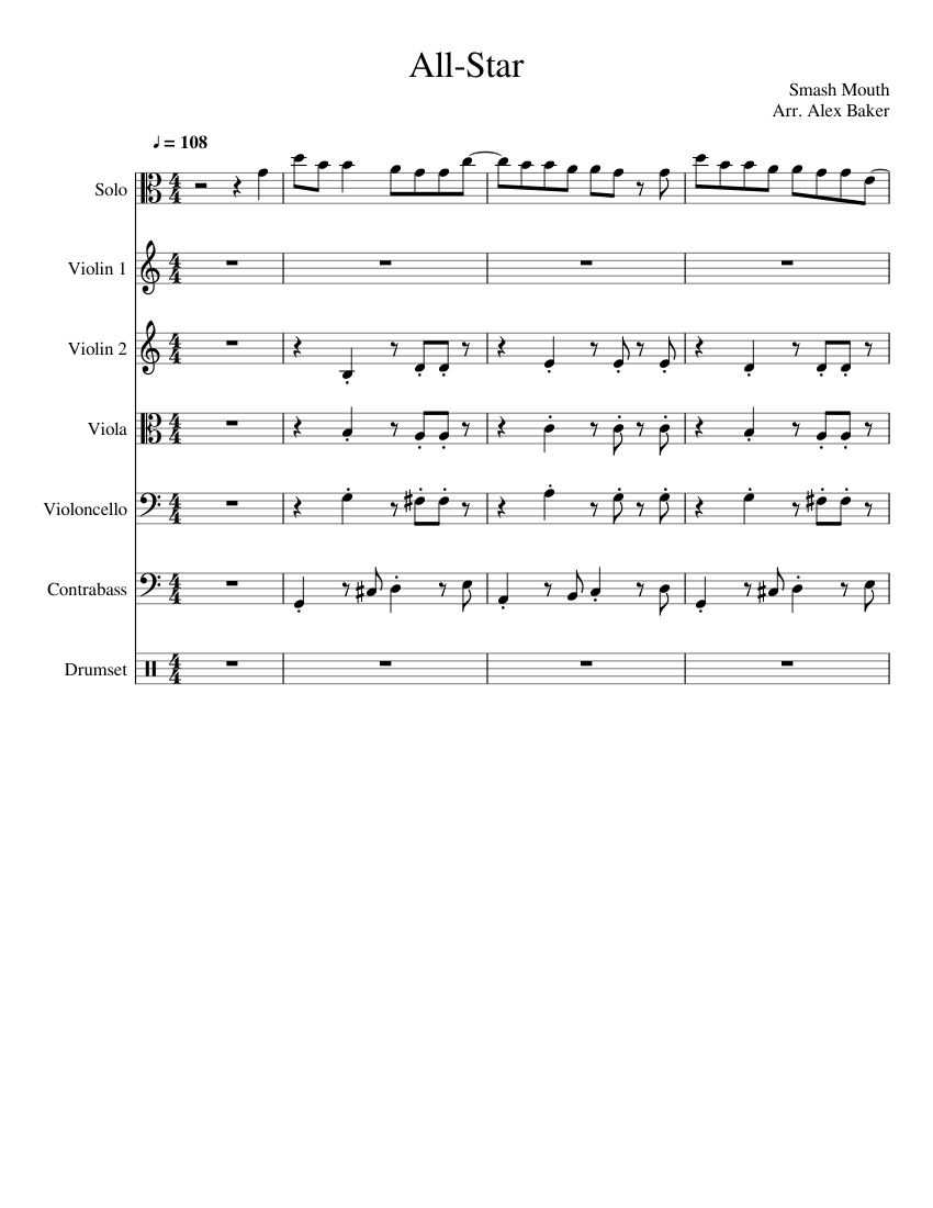 All Star Sheet music for Contrabass Violin Viola Cello more instruments Mixed Ensemble Musescore