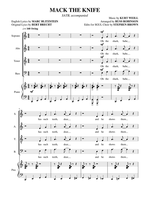 Mack the Knife (SATB)