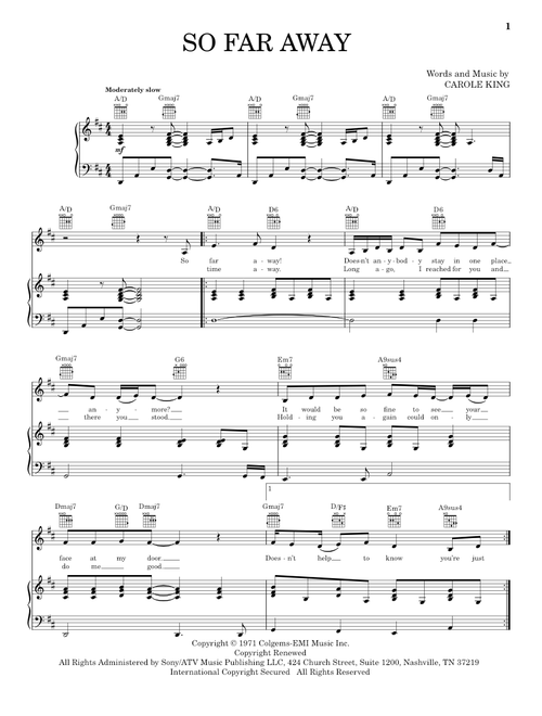 So Far Away - Carole King (Vocal Pro + Piano-Guitar)