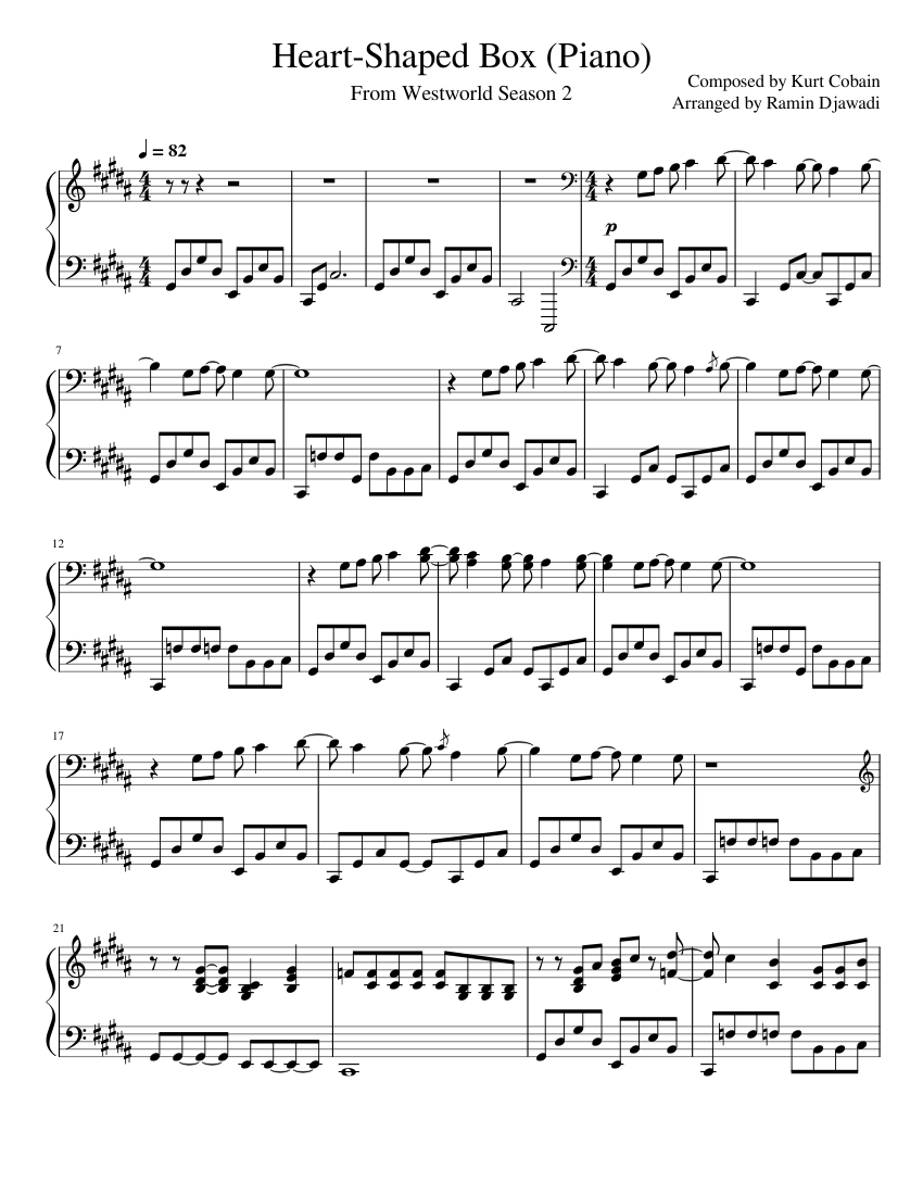 Heart shaped box – Westworld Season 2 Piano Sheet music for Piano (Solo ...