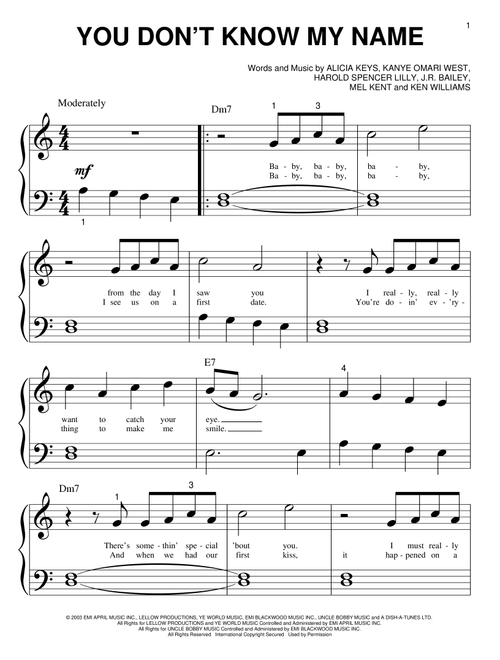 You Don't Know My Name - Alicia Keys (Big Note Piano)