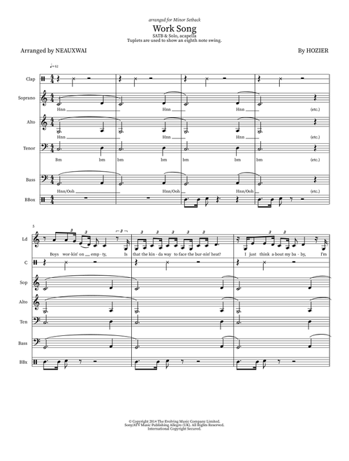 Work Song (Arr. NEAUXWAI) - Hozier (Choral, SATB)