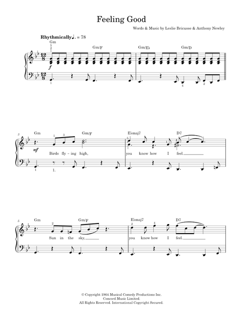 Feeling Good - Nina Simone (Piano Vocal)