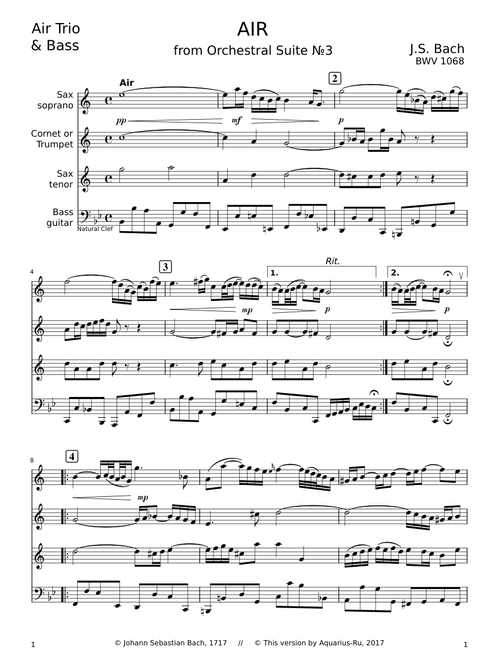 J.S. Bach – "AIR" from Orchestral suite №3 – Air Trio & Bass