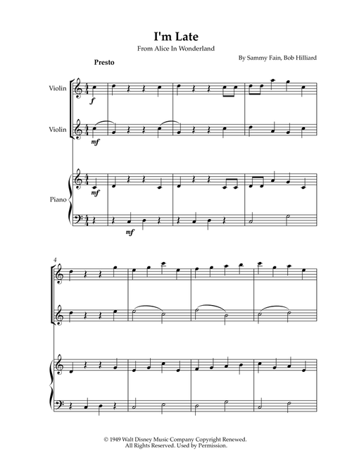 I'm Late (Arr. Karen Gueiros) - Bob Hilliard, Sammy Fain (Instrumental Duet and Piano)