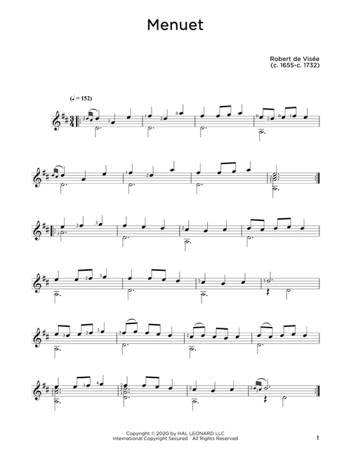 Menuet (Ed. John Hill) - ROBERT DE VISÉE (Solo Guitar)