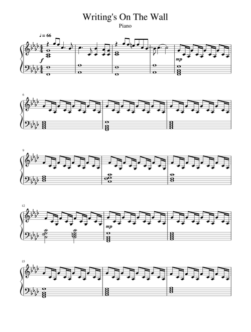 Writing's On The Wall - Piano