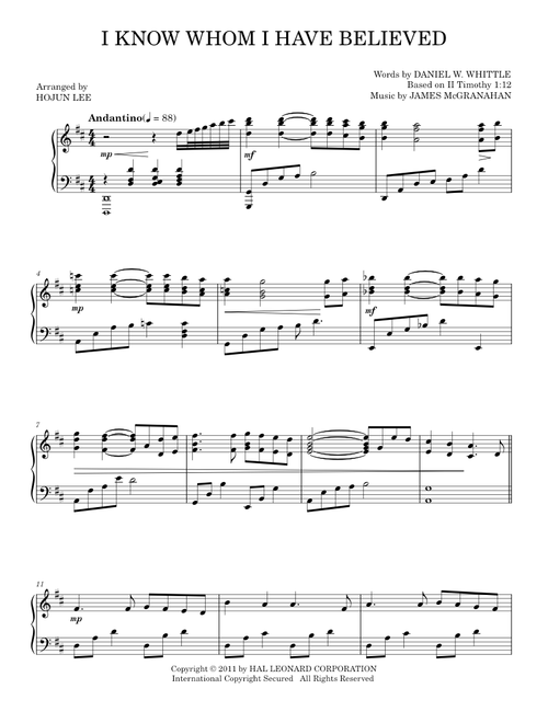 I Know Whom I Have Believed - James McGranahan (Piano Solo)