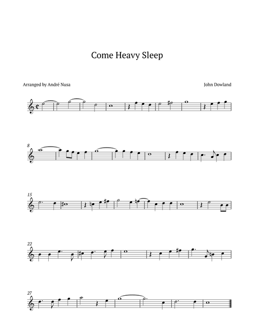 Come Heavy Sleep (Arr. André Nusa) - John Dowland (Flute Solo)