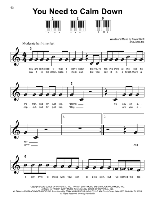 You Need To Calm Down - Taylor Swift (Super Easy Piano)