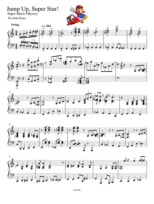 Jump Up Super Star Super Mario Odyssey For Piano