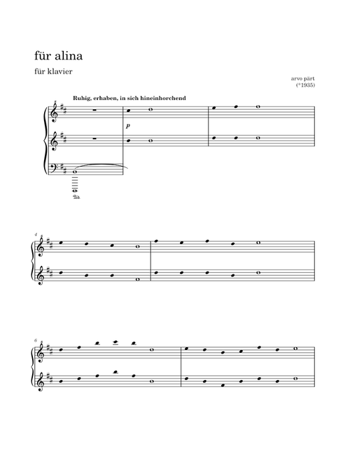 Für Alina – Arvo Pärt
