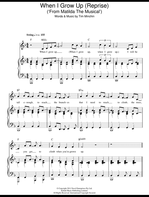 When I Grow Up (Reprise) (from Matilda The Musical) - Tim Minchin (Piano Vocal)
