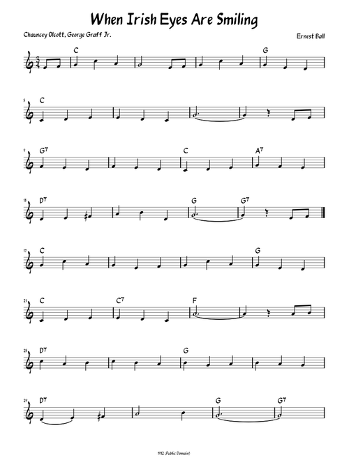 When Irish Eyes Are Smiling (Lead sheet with lyrics )