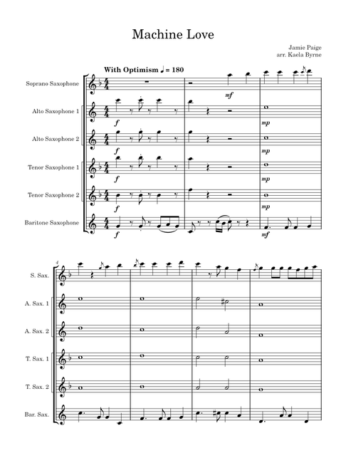 Machine Love – Jamie Paige (Saxophone Ensemble)