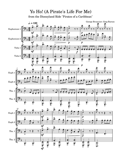 Yo Ho (A Pirate's Life For Me) (Arr. Gregory M Barnes) - Xavier Atencio, George Bruns (Brass Ensemble)