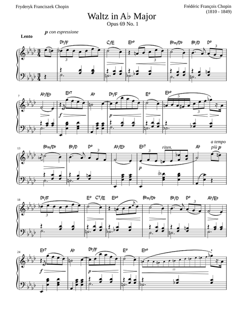 Chopin Waltz in A Flat Major, Op. 69, No.1 – Frédéric Chopin Chopin Waltz in A Flat Major, Op. 69, No.1 for Accordion