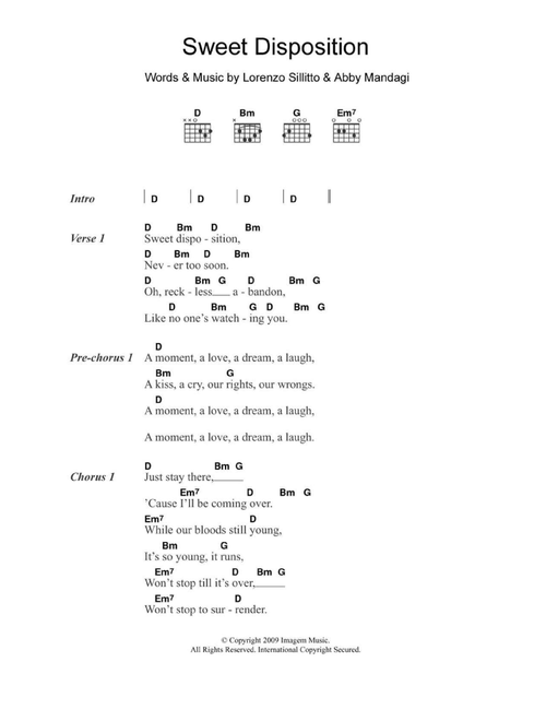 Sweet Disposition - The Temper Trap (Guitar Chords-Lyrics)