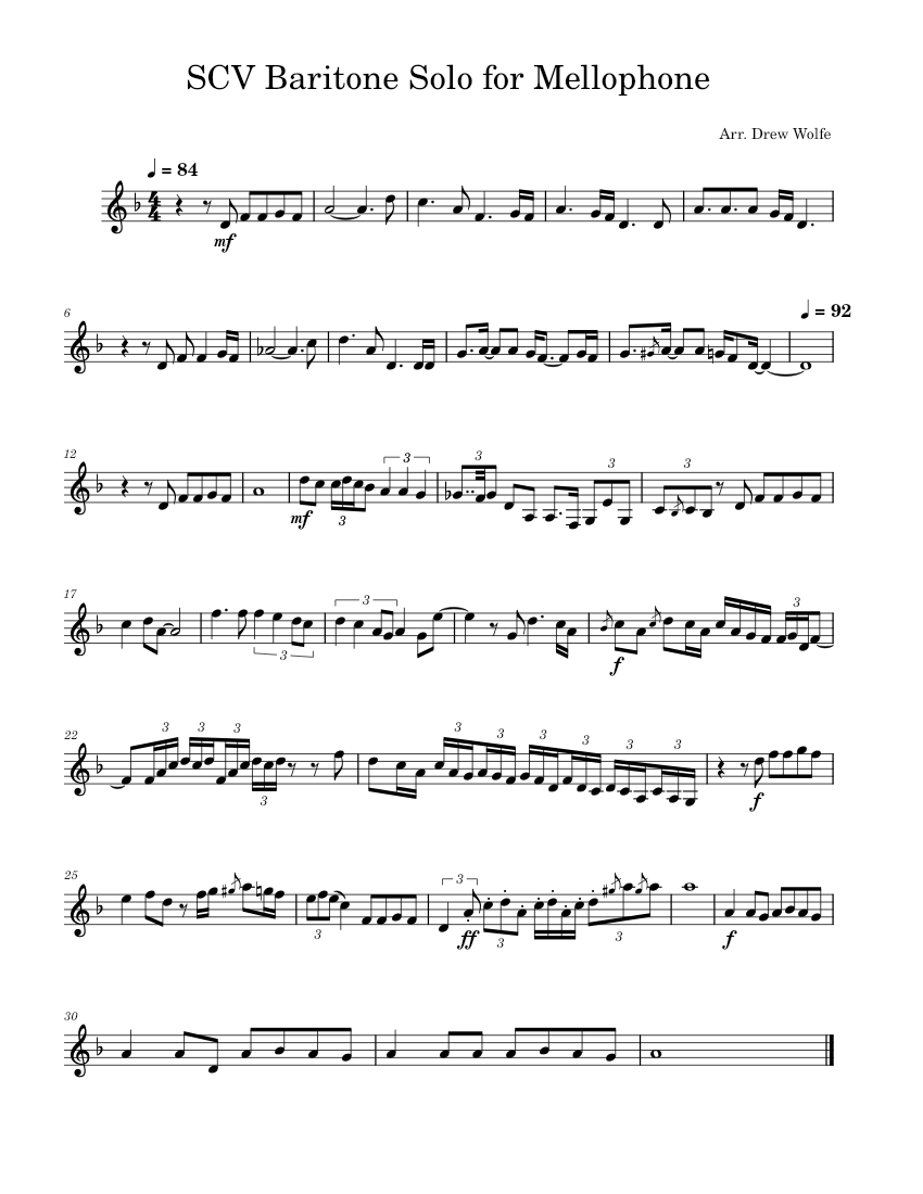 SCV Baritone Solo for Mellophone Sheet music for Mellophone (Solo)