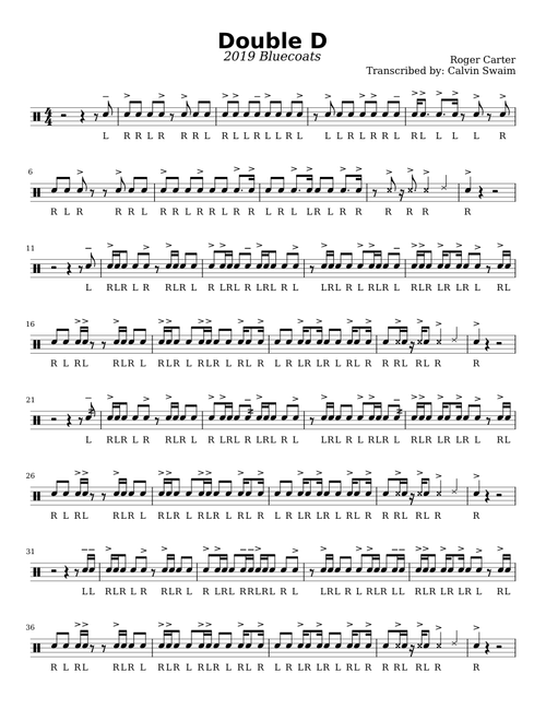 Bluecoats 2019 - Double D - Transcription