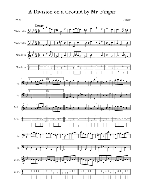 A Division on a Ground by Mr. Finger – Gottfried Finger A Division on a Ground by Mr. Finger Gottfried Finger