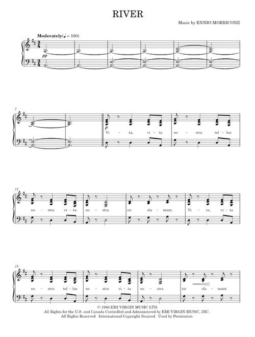 River - The Mission - Ennio Morricone (Piano-Vocal-Guitar)