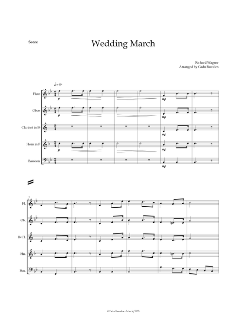 Wedding March (Wagner)  Woodwing Quintet (Arr. Cadu Barcelos) - Richard Wagner (Woodwind Ensemble)