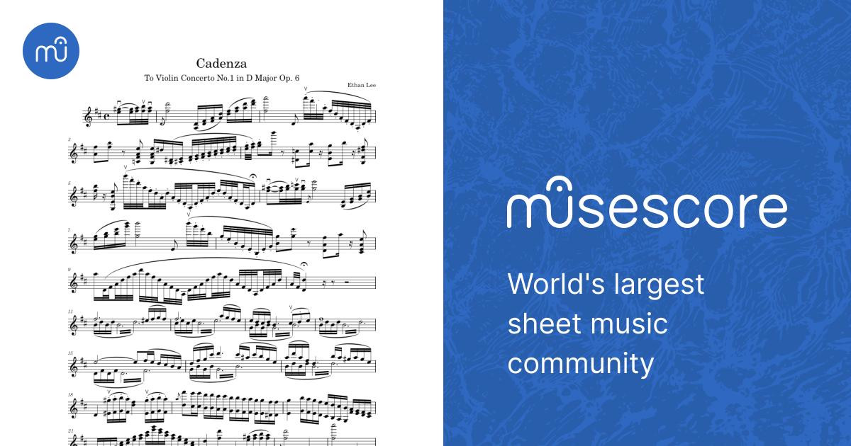 Cadenza for Violin Concerto No.1 in D Major Op.6 Sheet music for Violin