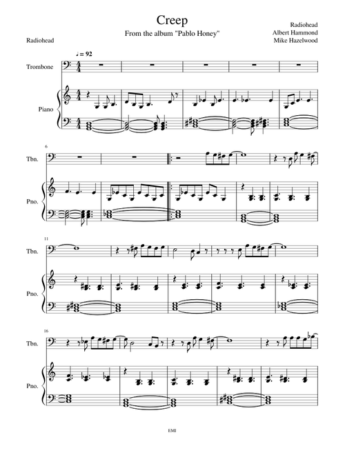 Creep - Trombone and Piano
