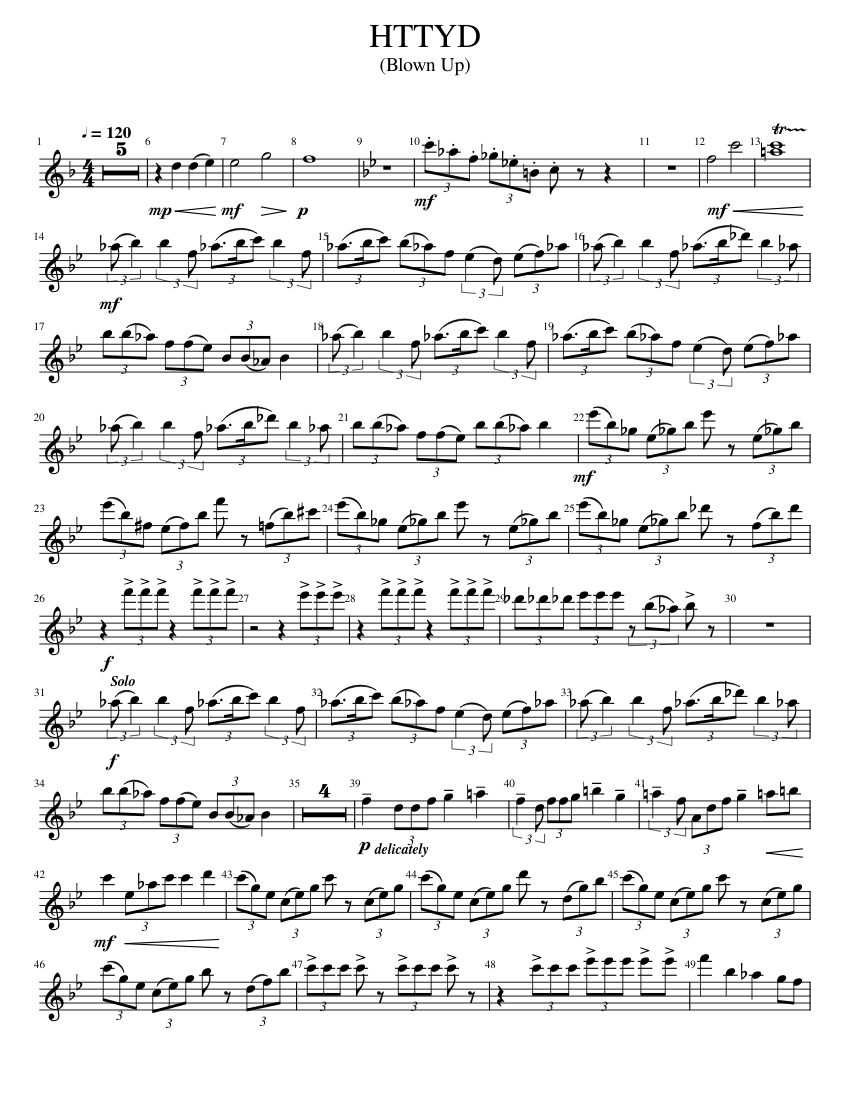 Test Drive (HTTYD) John Powell How To Train Your Dragon Flute Sheet