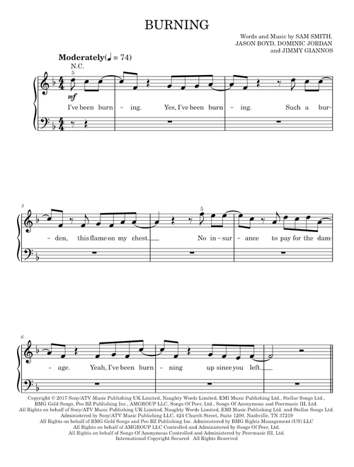 Burning - Sam Smith (Easy Piano)