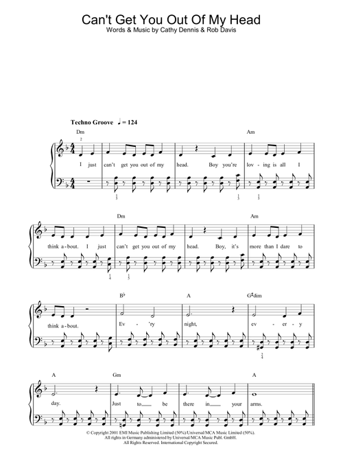 Can't Get You Out Of My Head - Kylie Minogue (Piano-Vocal-Guitar (Piano Accompaniment))