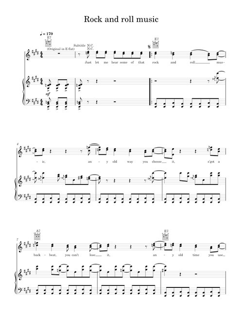 Rock and roll music - Chuck Berry (Piano-Voice-Guitar)