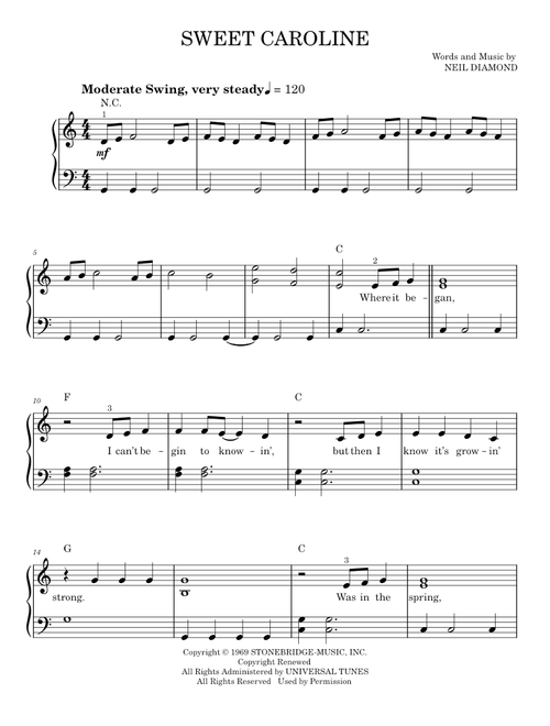 Sweet caroline - Neil Diamond (Easy Piano)