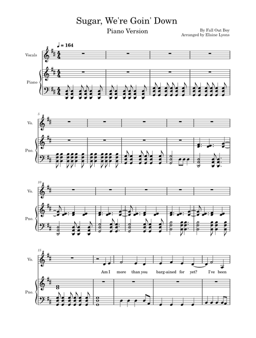 Sugar, We're Goin' Down (Piano Version) - Fall Out Boy (With Download)
