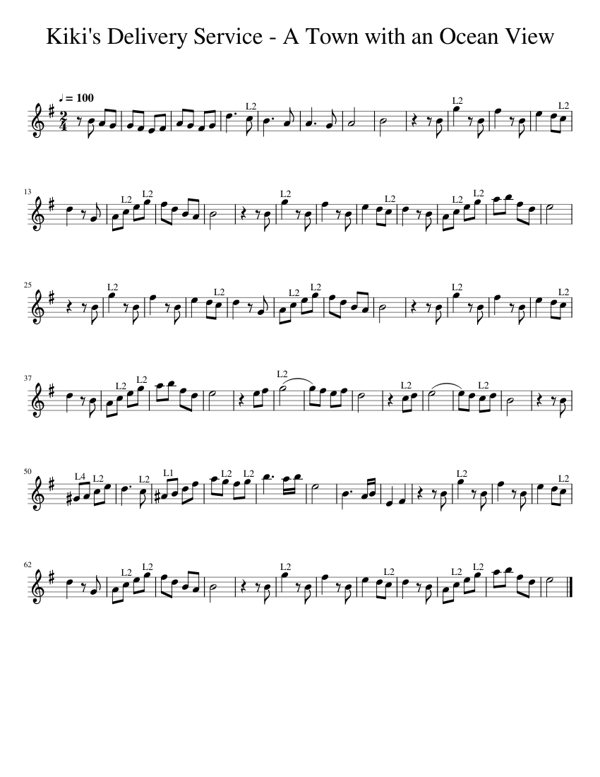 Kiki's Delivery Service A Town with an Ocean View (VIOLIN) Sheet