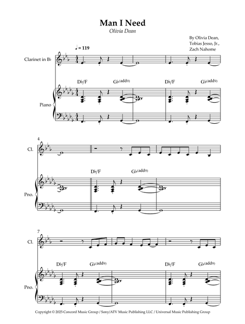 Man I Need (Arr. Wesley S. SIlva) - Olivia Dean (Clarinet and Piano)