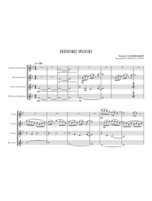 Hinoki Wood (SAX ARRANGEMENT) | Gia Margaret
