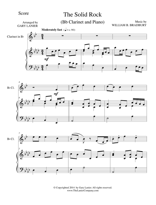 THE SOLID ROCK (Bb Clarinet/Piano and Clarinet Part) (Arr. Gary Lanier) - William B Bradbury (Clarinet and Piano)