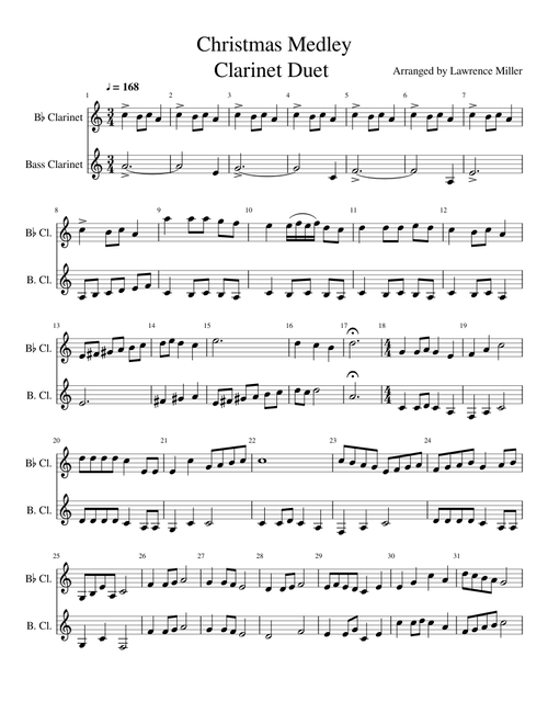 Christmas Medley Clarinet Duet