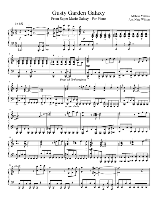Gusty Garden Galaxy (From Super Mario Galaxy, for piano)