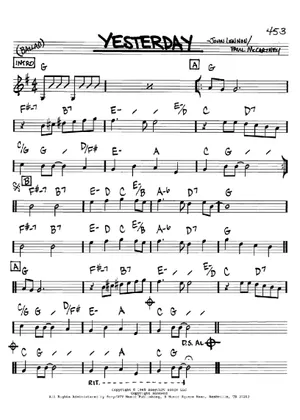 Yesterday Sheet Music The Beatles Big Note Piano