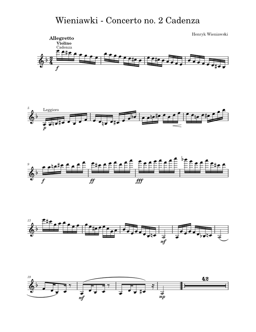 Violin Concerto Op. 22 No. 2 In D Minor – Henryk Wieniawski