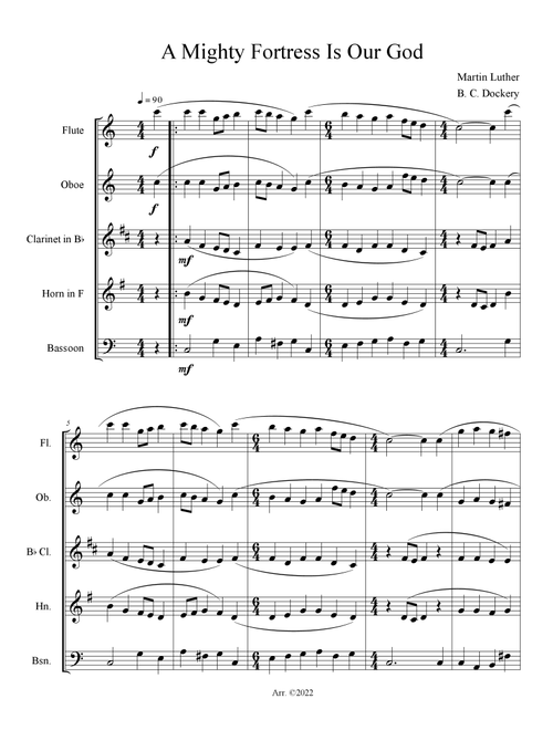 A Mighty Fortress is Our God (Woodwind Quintet) (Arr. B. C. Dockery) - Martin Luther (Woodwind Ensemble)