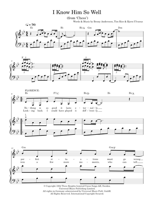 I Know Him So Well (Piano-Vocal-Guitar (Piano Accompaniment))