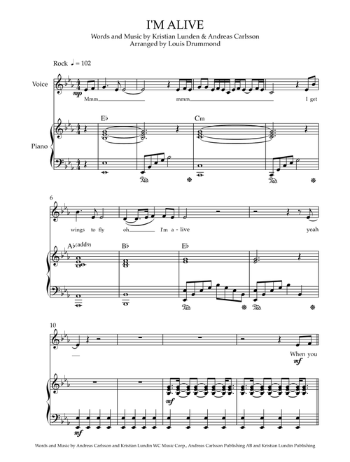 I'm Alive (Arr. Louis Drummond) - Celine Dion (Piano Vocal)